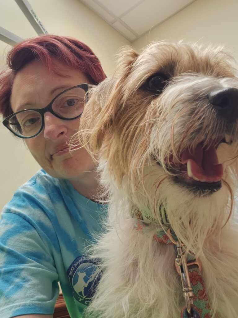 Catherine with a Jack Russell Terrier